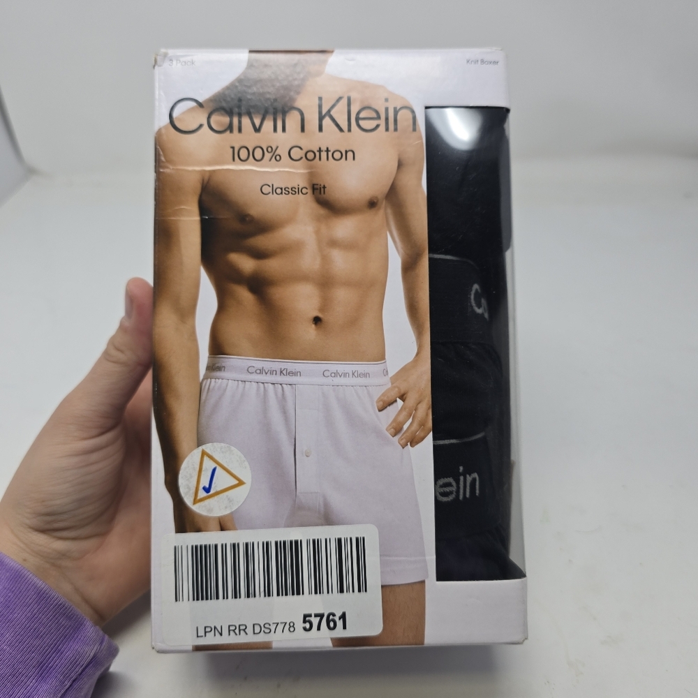 Calvin Klein Men's Small Cotton Classic Fit Knit Boxer Black 3 Pack